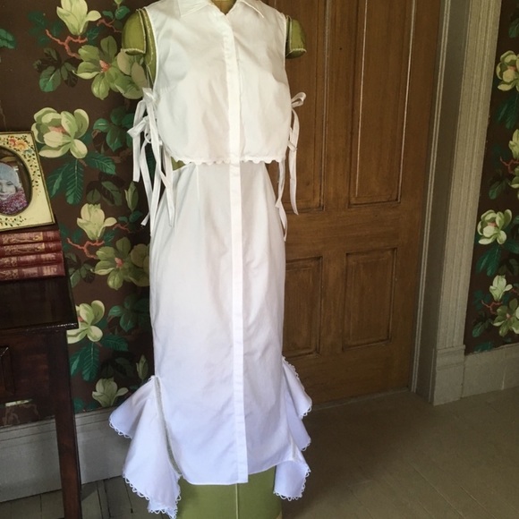 white Jonathan Simkhai button up dress - Picture 3 of 9